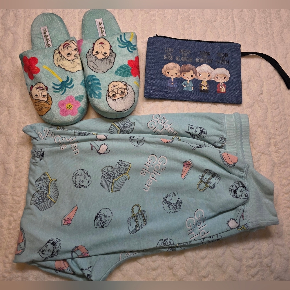 Golden Girls Sweatpants + Wristlet +Slipper Bundle